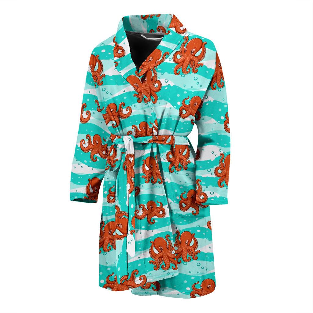Octopus Cute Design Print Themed Men Bath Robe-JTAMIGO.COM