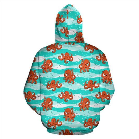 Octopus Cute Design Print Themed Pullover Hoodie