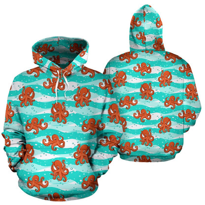 Octopus Cute Design Print Themed Pullover Hoodie