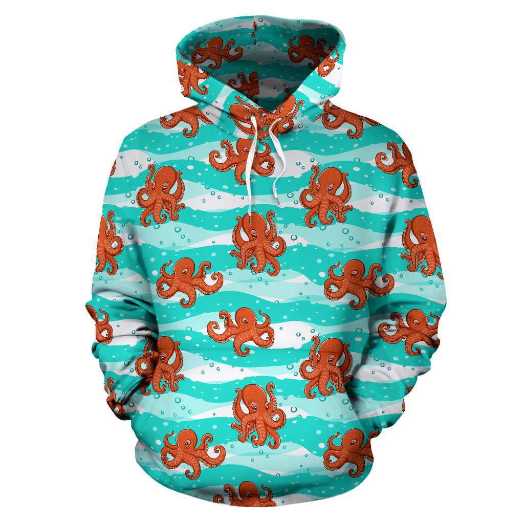 Octopus Cute Design Print Themed Pullover Hoodie
