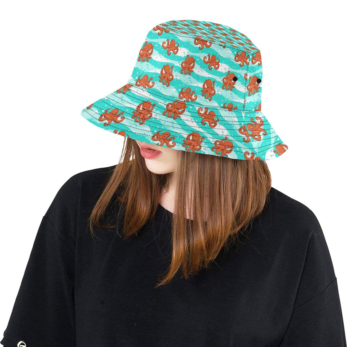Octopus Cute Design Print Themed Unisex Bucket Hat