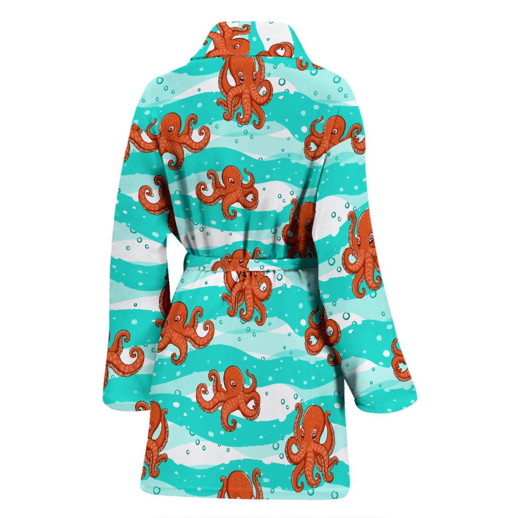 Octopus Cute Design Print Themed Women Bath Robe-JTAMIGO.COM