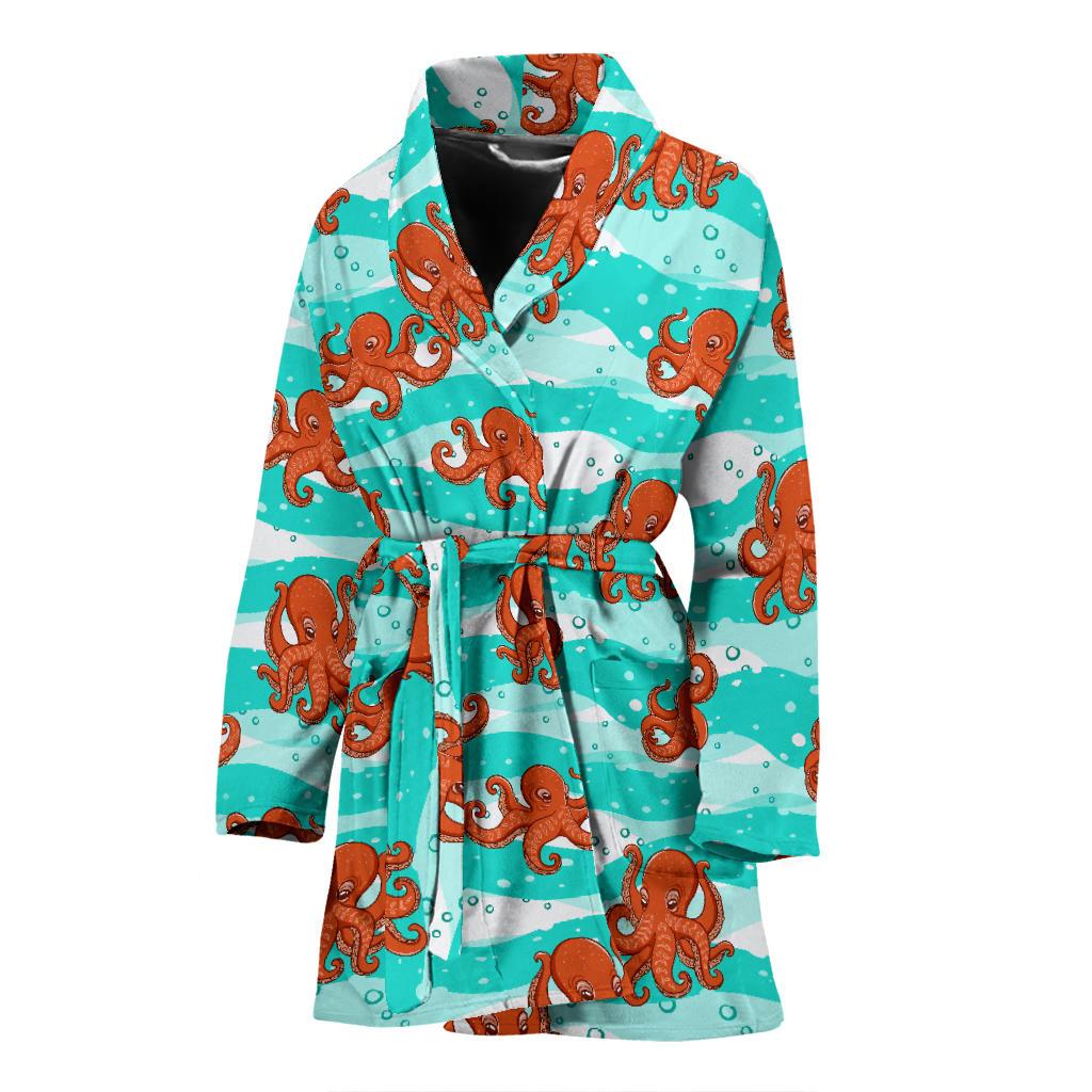 Octopus Cute Design Print Themed Women Bath Robe-JTAMIGO.COM