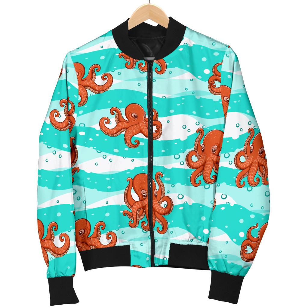 Octopus Cute Design Print Themed Women Casual Bomber Jacket