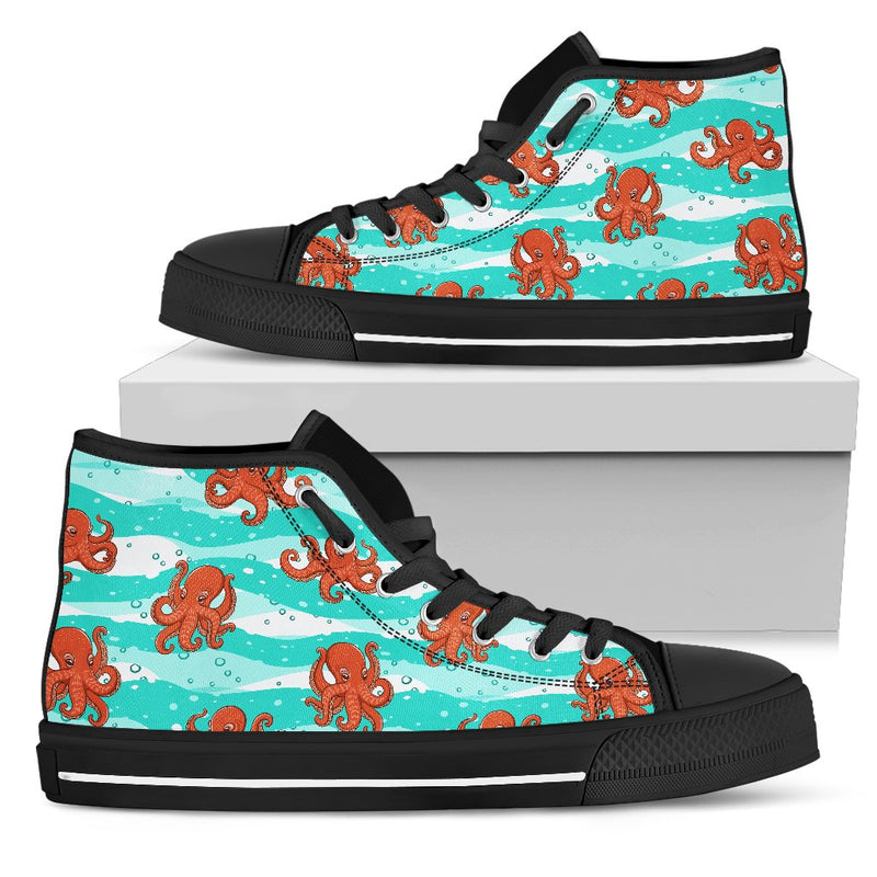 Octopus Cute Design Print Themed Women High Top Shoes