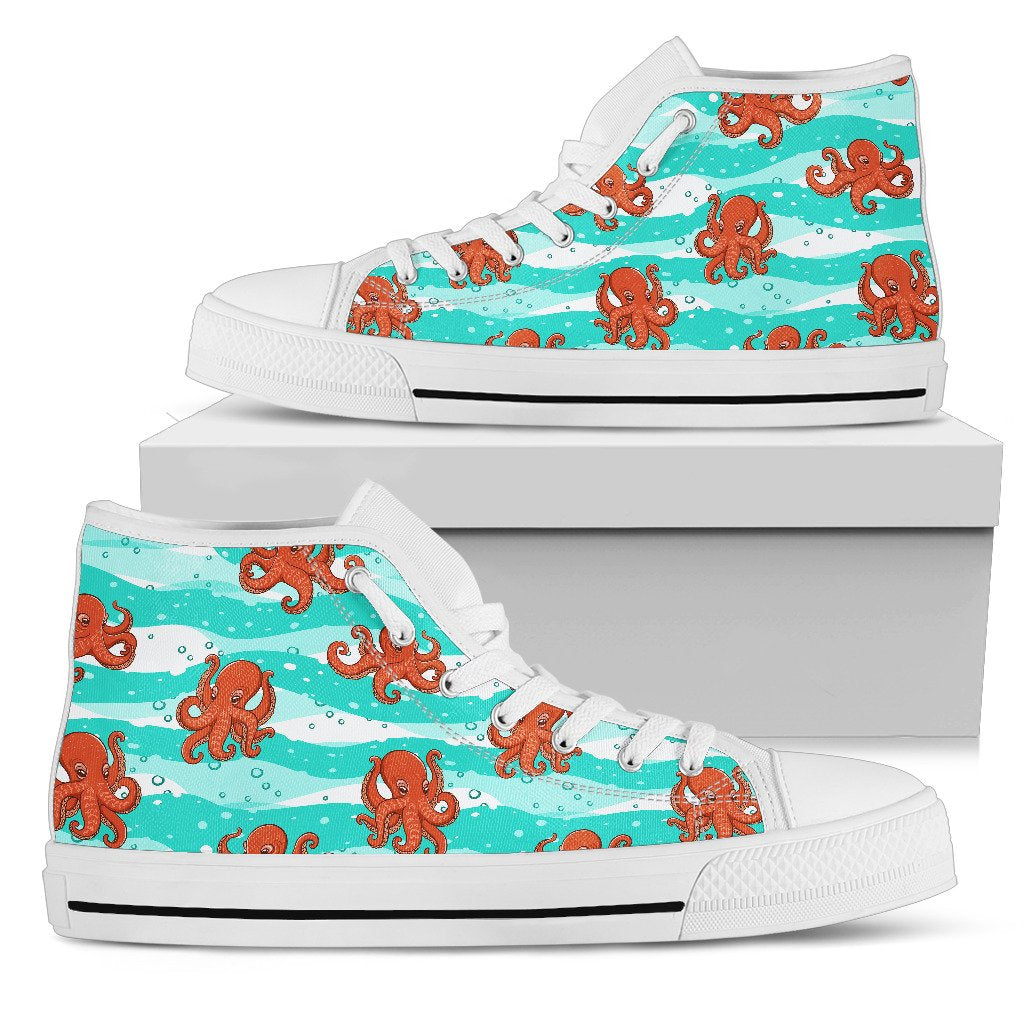 Octopus Cute Design Print Themed Women High Top Shoes