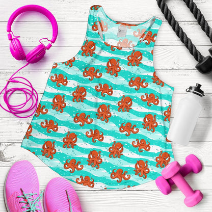 Octopus Cute Design Print Themed Women Racerback Tank Top