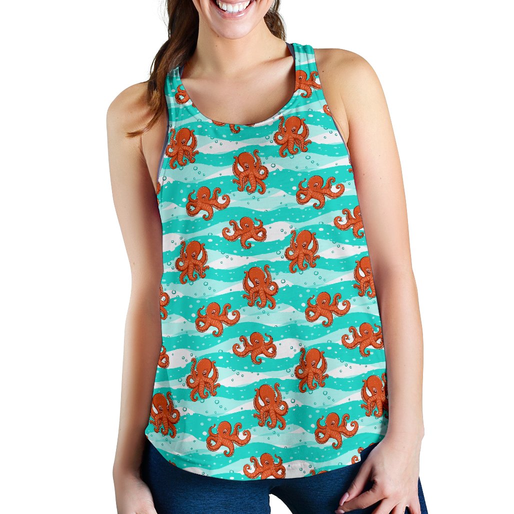Octopus Cute Design Print Themed Women Racerback Tank Top