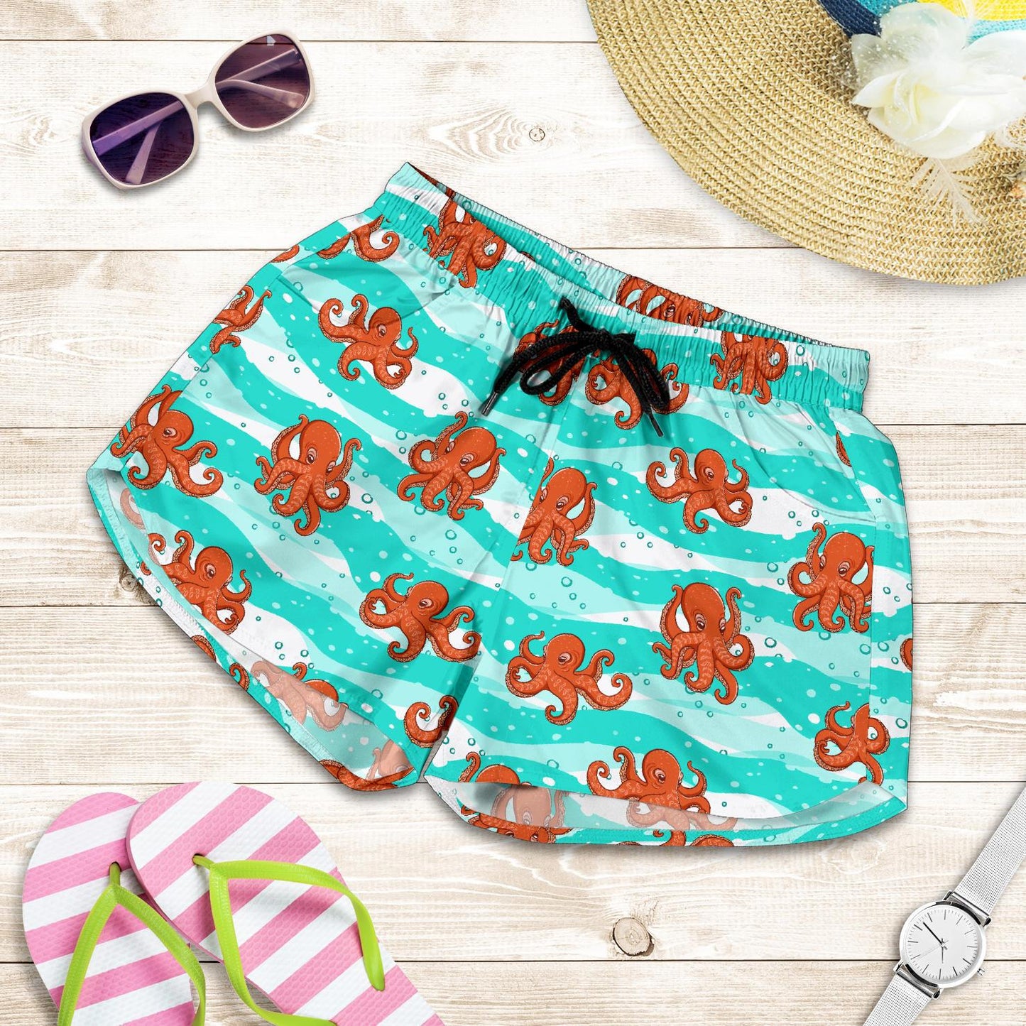 Octopus Cute Design Print Themed Women Shorts-JTAMIGO.COM