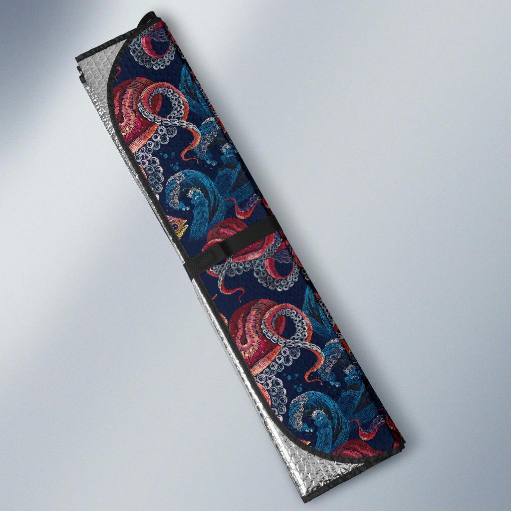 Octopus Deep Sea Print Themed Car Sun Shade For Windshield