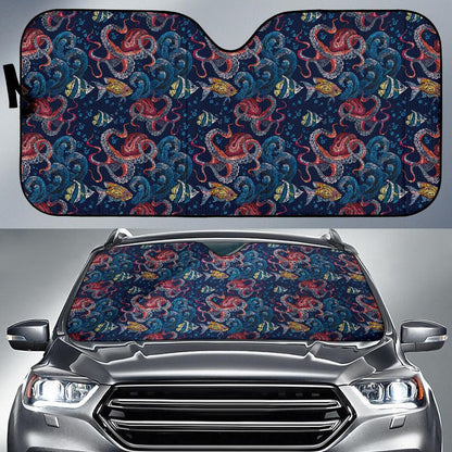 Octopus Deep Sea Print Themed Car Sun Shade For Windshield