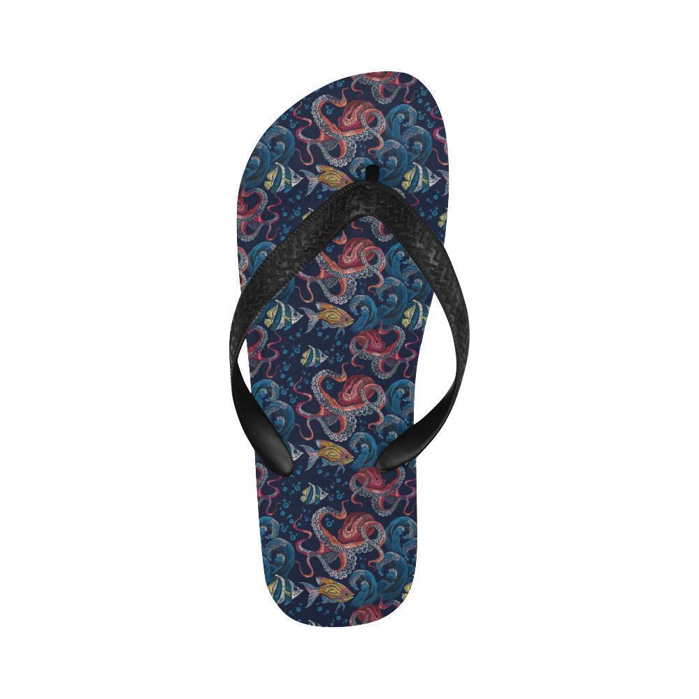 Octopus Deep Sea Print Themed Flip Flops-JTAMIGO.COM