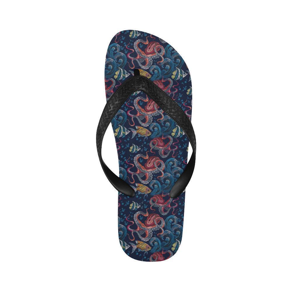 Octopus Deep Sea Print Themed Flip Flops-JTAMIGO.COM