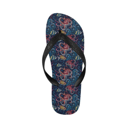 Octopus Deep Sea Print Themed Flip Flops-JTAMIGO.COM