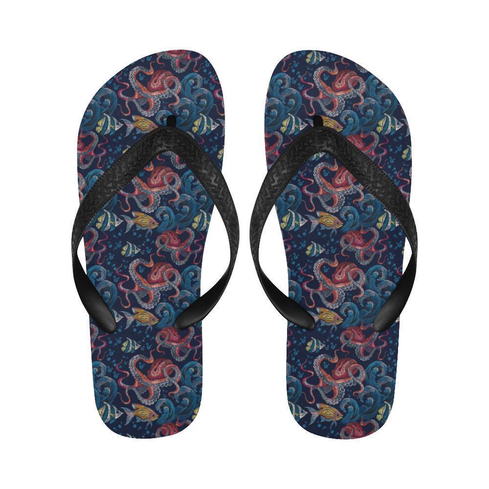 Octopus Deep Sea Print Themed Flip Flops-JTAMIGO.COM