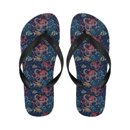 Octopus Deep Sea Print Themed Flip Flops-JTAMIGO.COM
