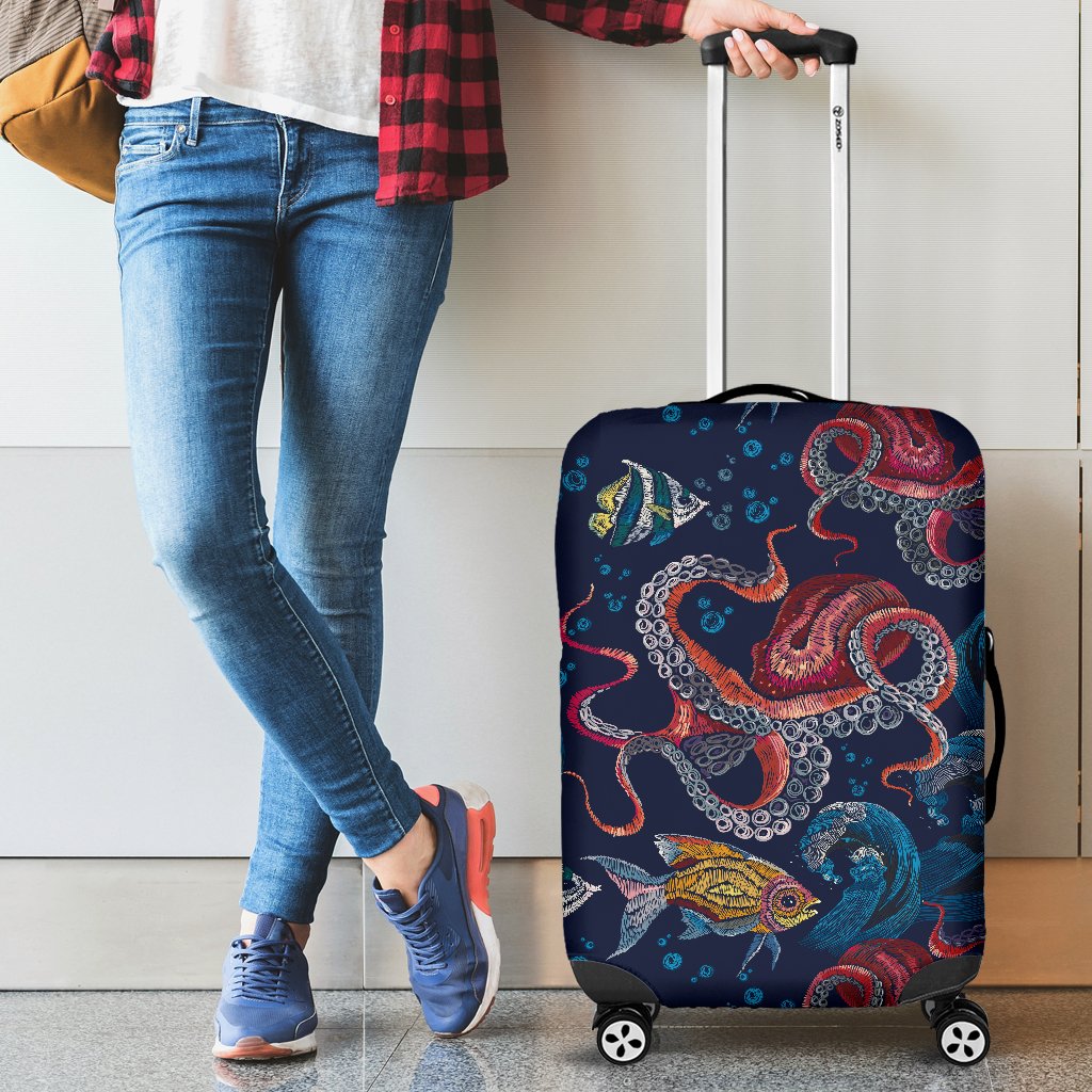 Octopus Deep Sea Print Themed Luggage Cover Protector