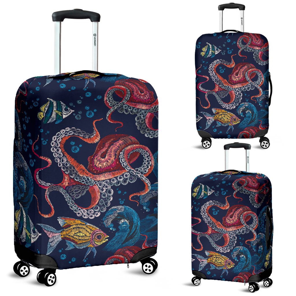 Octopus Deep Sea Print Themed Luggage Cover Protector
