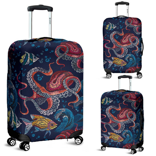 Octopus Deep Sea Print Themed Luggage Cover Protector