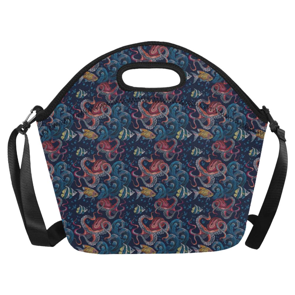 Octopus Deep Sea Print Themed Neoprene Lunch Bag (Model 1669)(Large)-JTAMIGO.COM