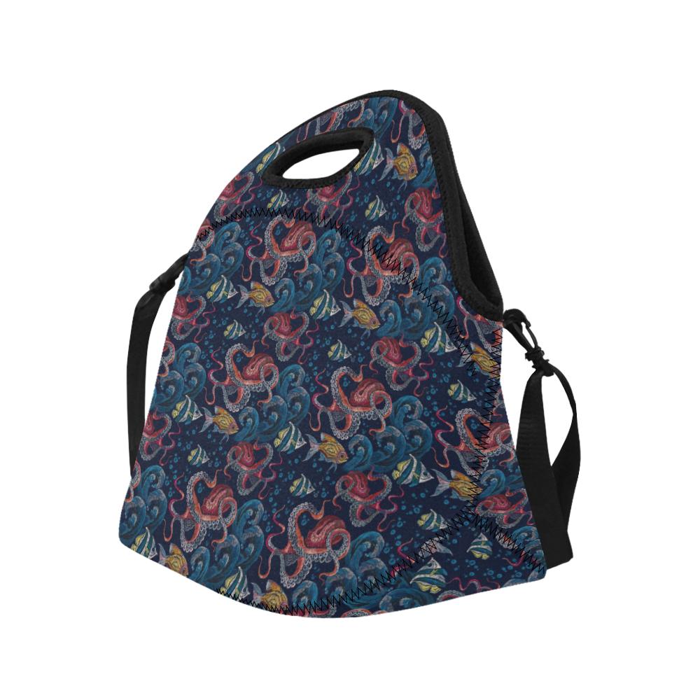 Octopus Deep Sea Print Themed Neoprene Lunch Bag (Model 1669)(Large)-JTAMIGO.COM