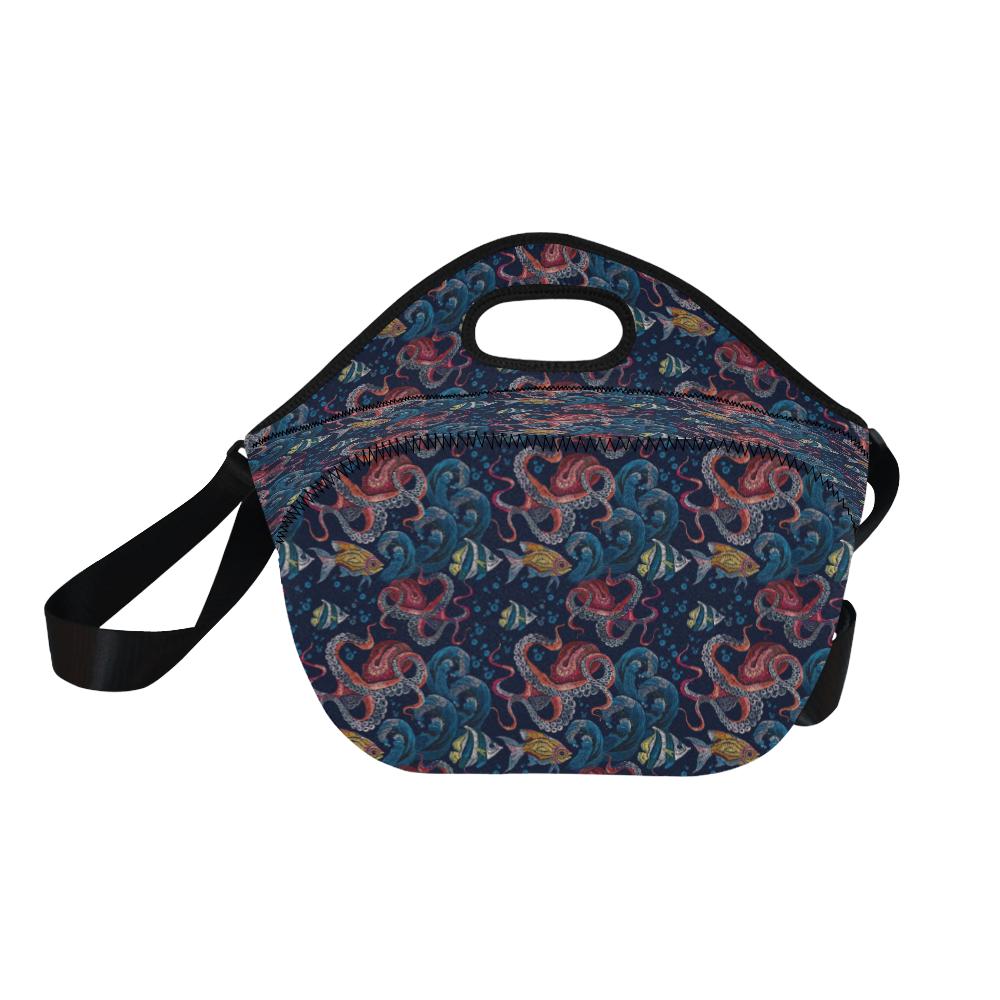 Octopus Deep Sea Print Themed Neoprene Lunch Bag (Model 1669)(Large)-JTAMIGO.COM