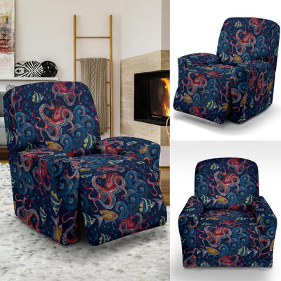 Octopus Deep Sea Print Themed Recliner Slipcover-JTAMIGO.COM