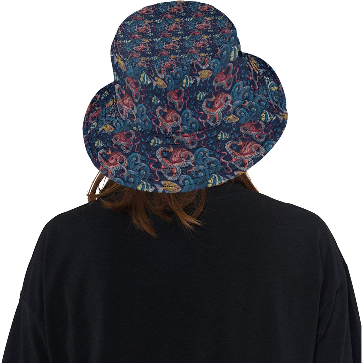 Octopus Deep Sea Print Themed Unisex Bucket Hat