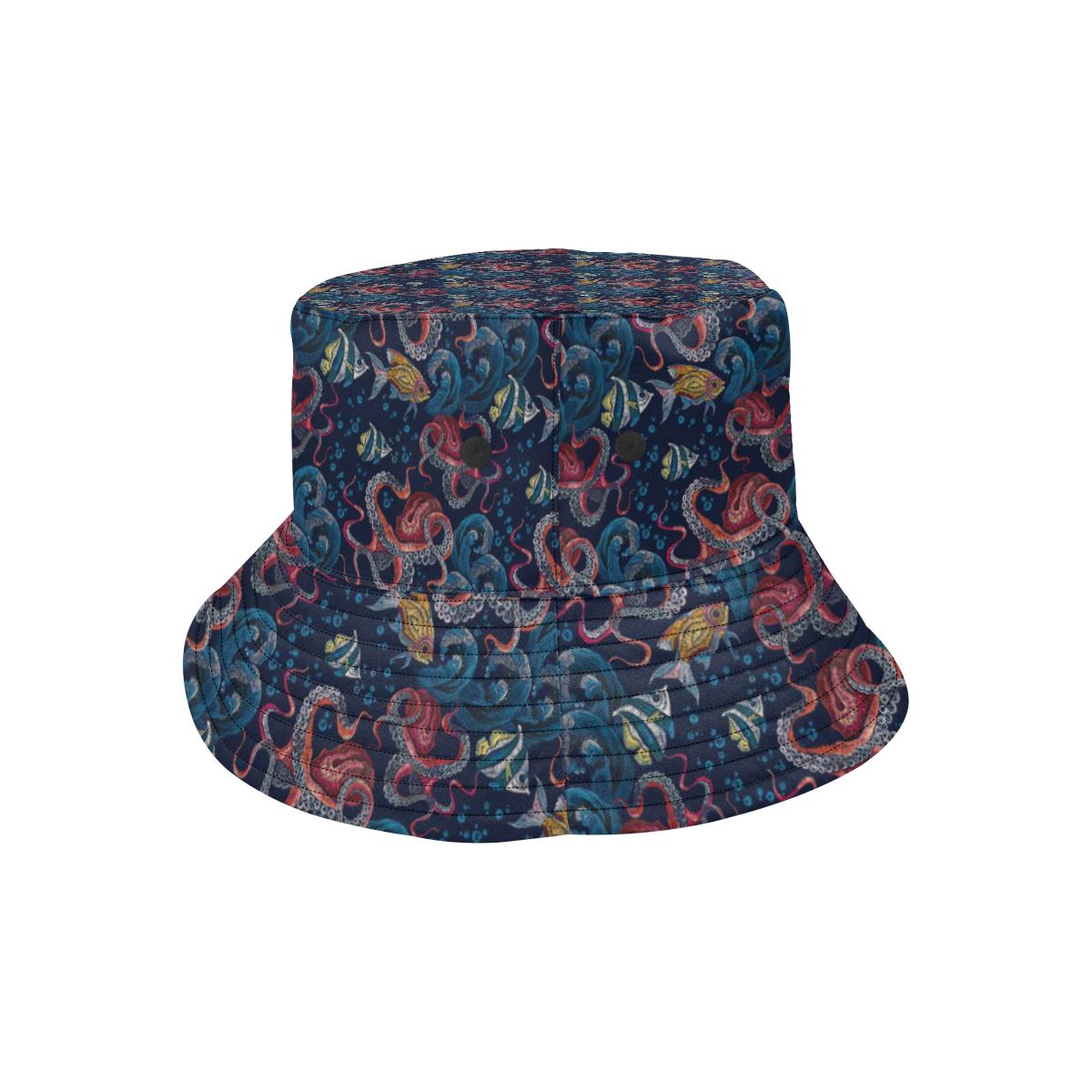 Octopus Deep Sea Print Themed Unisex Bucket Hat