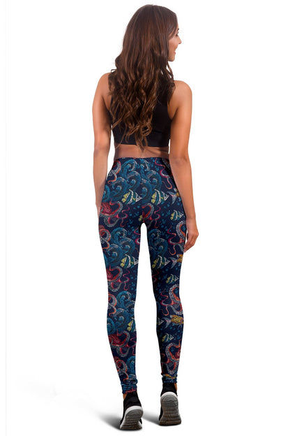 Octopus Deep Sea Print Themed Women Leggings