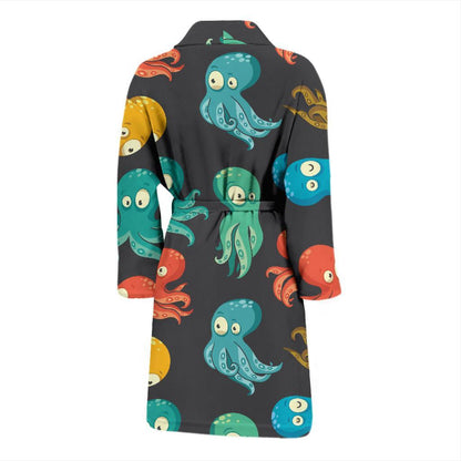 Octopus Pattern Print Design A01 Men Bathrobe-JORJUNE.COM