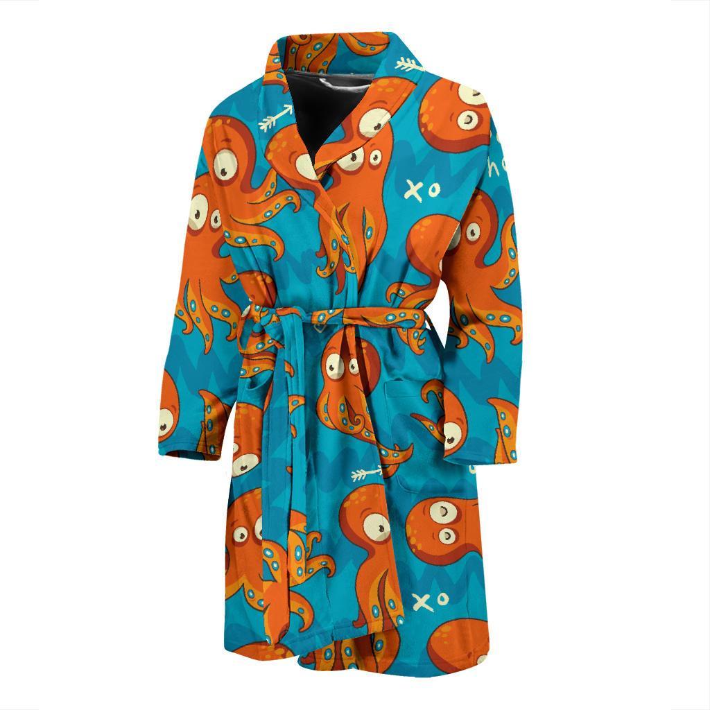 Octopus Pattern Print Design A02 Men Bathrobe-JORJUNE.COM