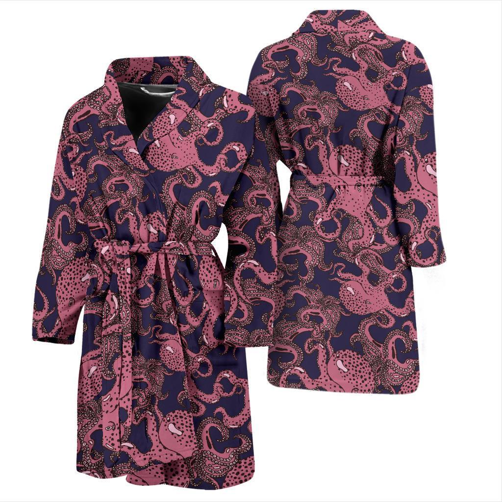 Octopus Pattern Print Design A03 Men Bathrobe-JORJUNE.COM