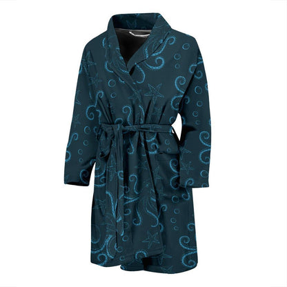 Octopus Pattern Print Design A05 Men Bathrobe-JORJUNE.COM