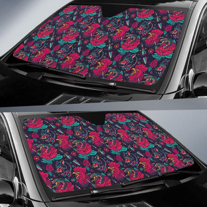 Old School Tattoo Print Car Sun Shade For Windshield