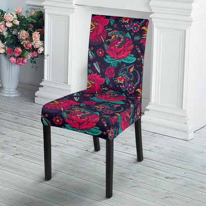 Old School Tattoo Print Dining Chair Slipcover-JTAMIGO.COM