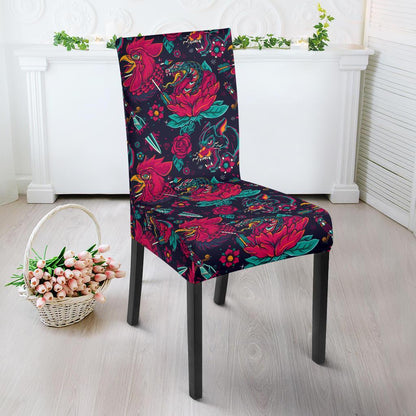 Old School Tattoo Print Dining Chair Slipcover-JTAMIGO.COM