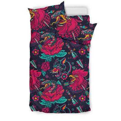 Old School Tattoo Print Duvet Cover Bedding Set