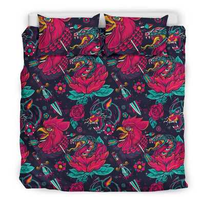 Old School Tattoo Print Duvet Cover Bedding Set