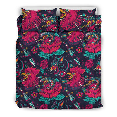 Old School Tattoo Print Duvet Cover Bedding Set