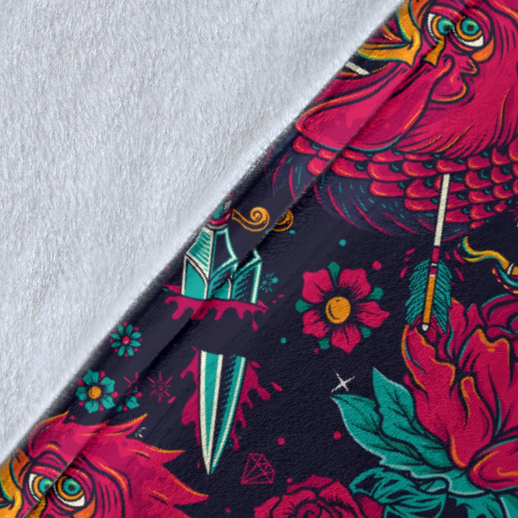 Old School Tattoo Print Fleece Blanket