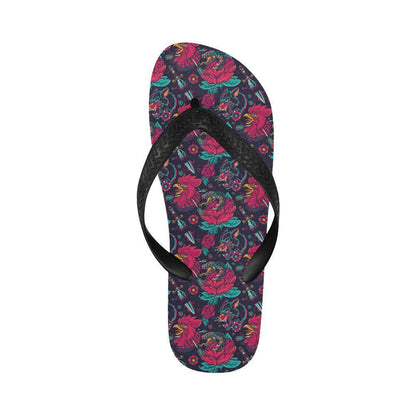Old School Tattoo Print Flip Flops-JTAMIGO.COM