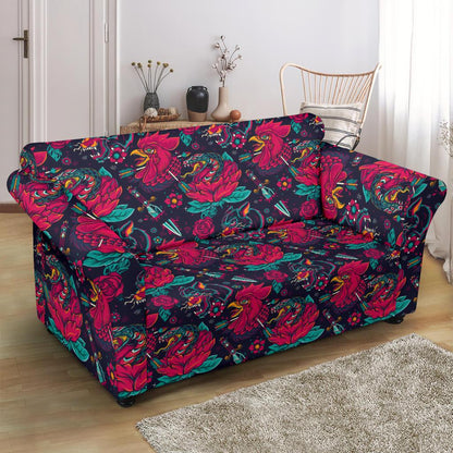Old School Tattoo Print Loveseat Slipcover-JTAMIGO.COM