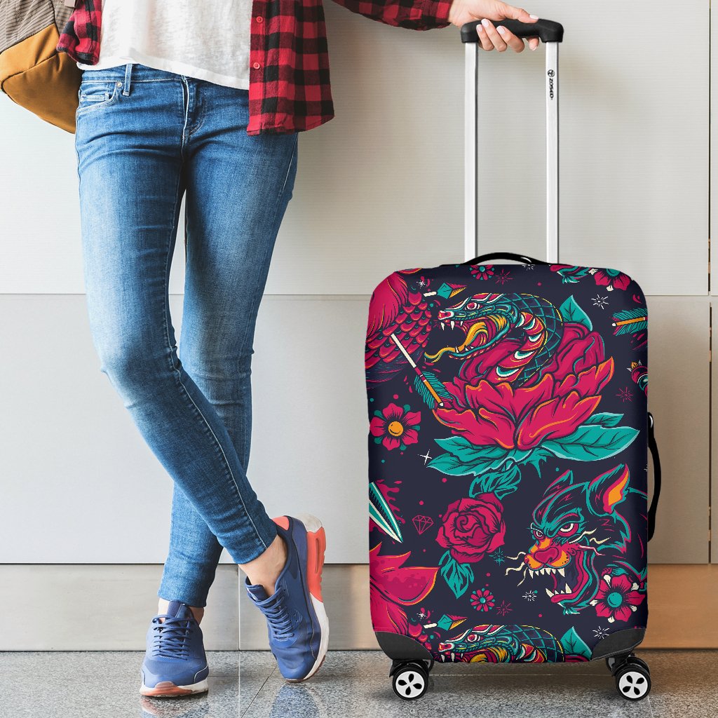 Old School Tattoo Print Luggage Cover Protector