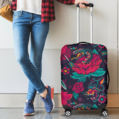 Old School Tattoo Print Luggage Cover Protector