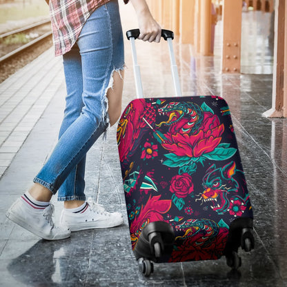 Old School Tattoo Print Luggage Cover Protector