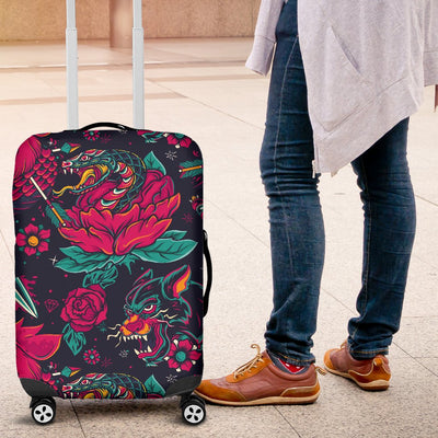 Old School Tattoo Print Luggage Cover Protector