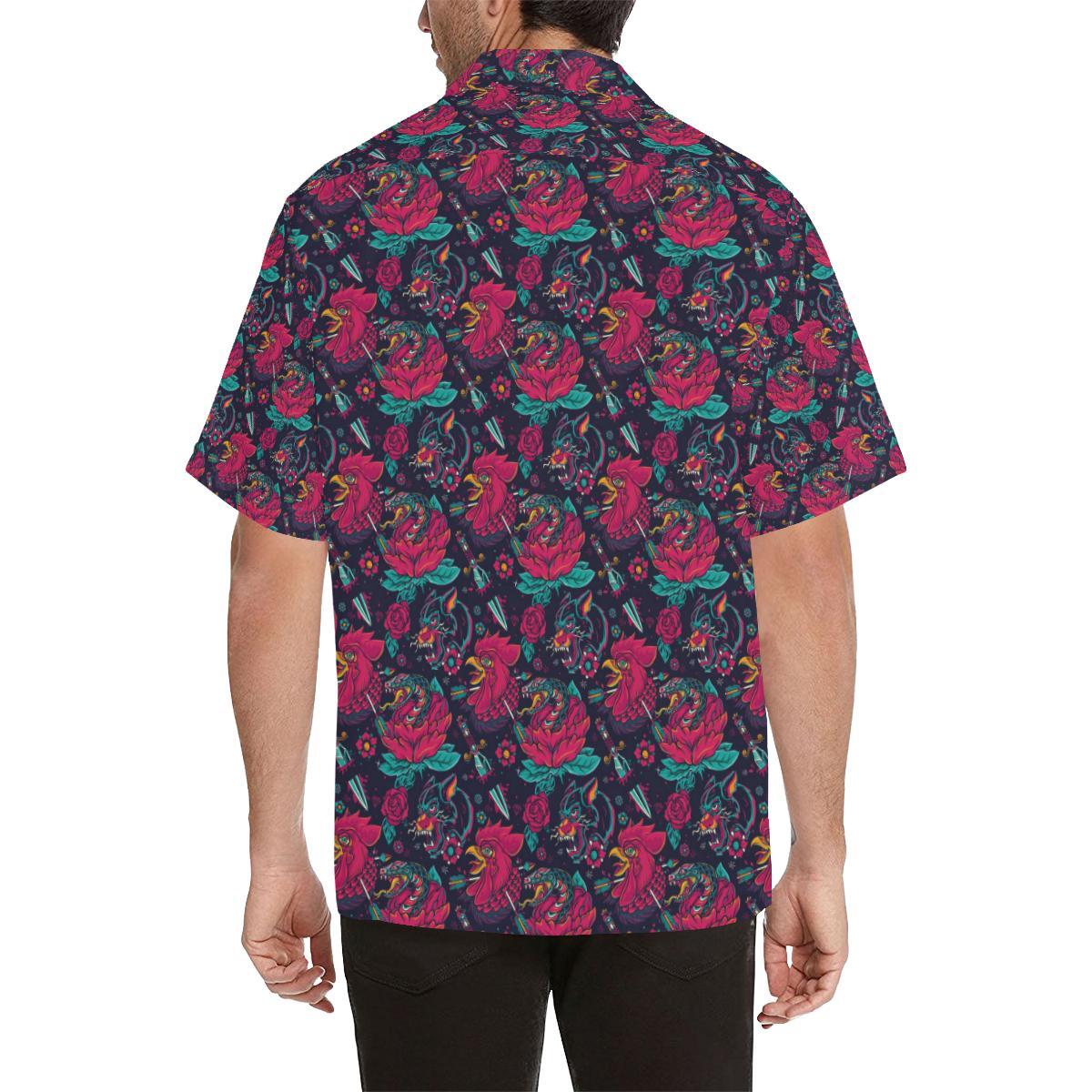 Old School Tattoo Print Men Aloha Hawaiian Shirt