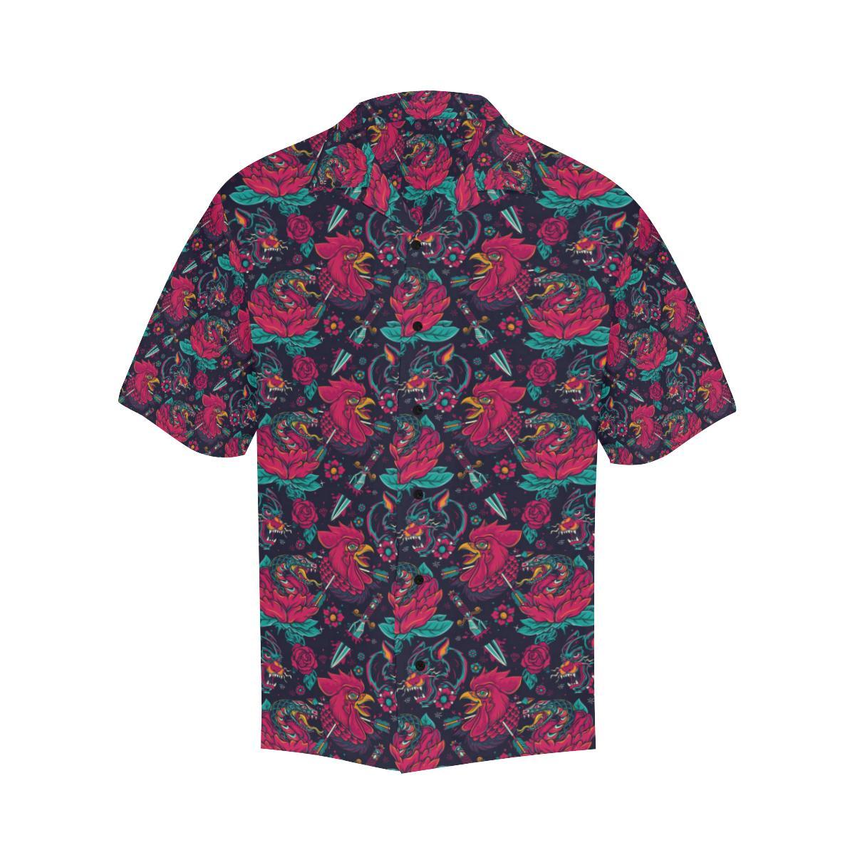 Old School Tattoo Print Men Aloha Hawaiian Shirt