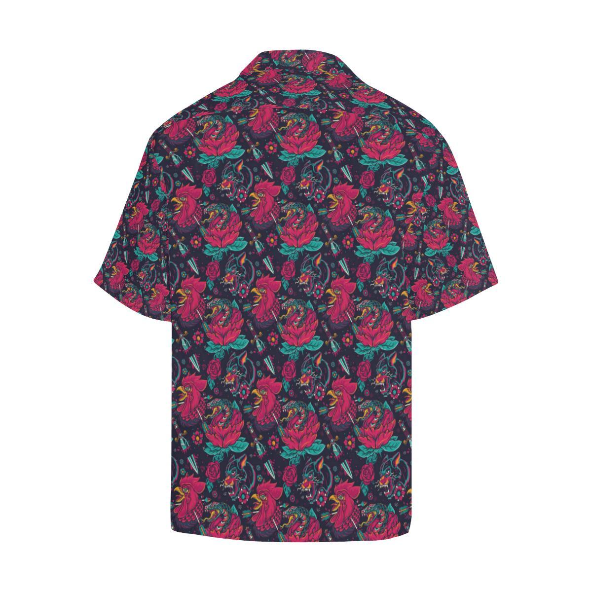 Old School Tattoo Print Men Aloha Hawaiian Shirt
